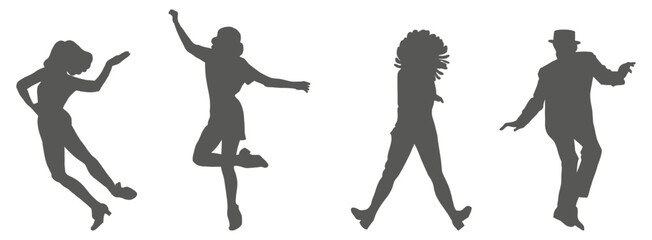 Dance performance silhouette collection set. Dancer silhouette collection.