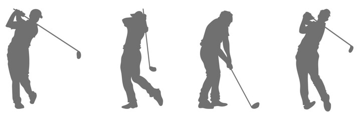 Golf player swing silhouette collection
