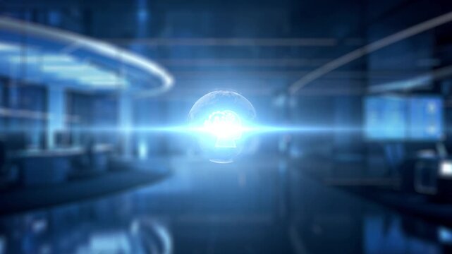 A captivating visual representing the interaction between human and artificial intelligence, emphasizing collaboration and technological progress in a sophisticated workspace. Auvana