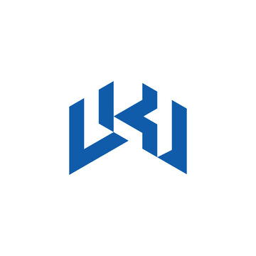 letter lwk simple linked geometric lines logo vector