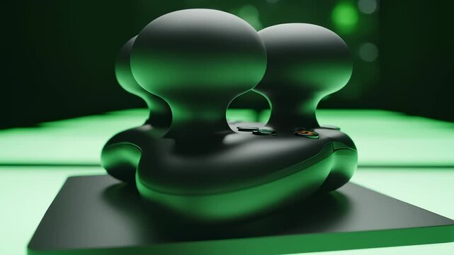 Close Up Of A Video Game Controller With Abstract Green Lights