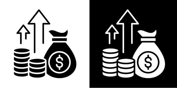 Profit Icon Set White Glyph Style Collection