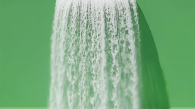 Close Up of Cascading Waterfall Stream in Motion Against Green Screen Background
