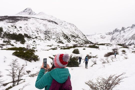 Snowy Hiking Adventure in the Mountains With Friends