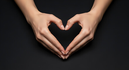 Fototapeta premium Hands forming a heart gesture with fingers against an isolated background