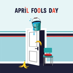 April Fools Day Prank with Water Bucket and Banana Peel