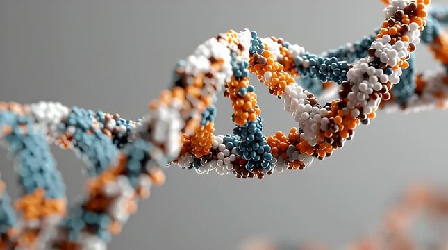 3D Render of a Double Helix DNA Structure, Representing Genetic Code and Life