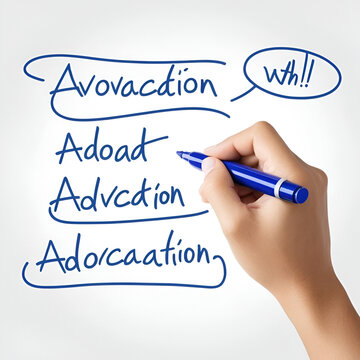 Hand writing Advocation with marker, concept background