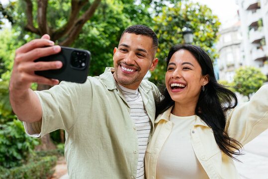 Happy Friends making a video call