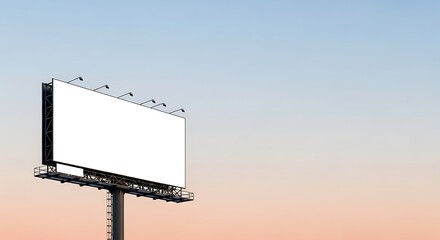 Obraz premium Blank billboard against vibrant sunset sky for advertising