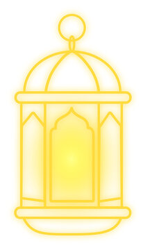 Golden glowing Ramadan lantern 