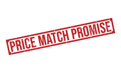 A bold red PRICE MATCH PROMISE text within a rectangular grunge style rubber stamp on white