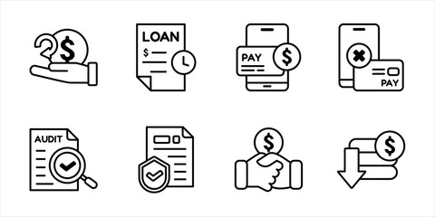 Fototapeta premium Financial office outline icon set. Business thin line symbol collection