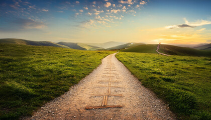 Fototapeta premium A Forked Path In Nature Symbolizing Life S Choices And Possibilities