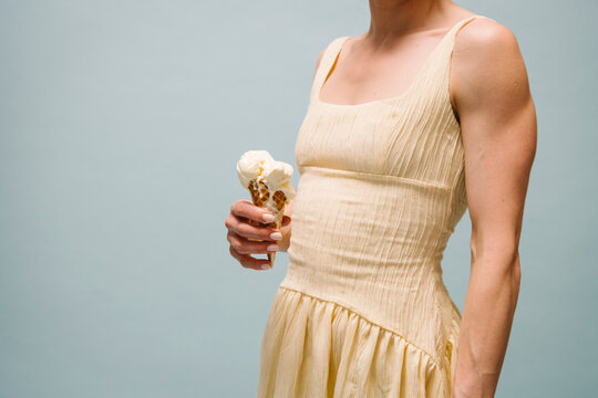 Cream Ice Cream Cone With Beige Dress