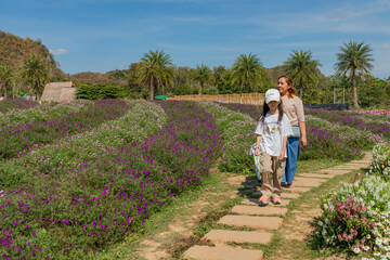 Woman and Child in Flower Field