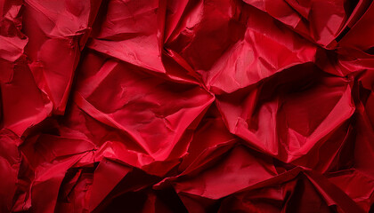 Obraz premium Macro Crumpled Red Paper Texture Abstract Bold Red Paper Texture Background Texture Of Crumpled Craft Paper Paper Background Recycled Red Paper Backdrop In Close Up Dark Blood Red Textures