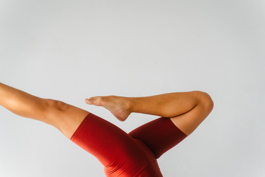 Legs in the air during yoga
