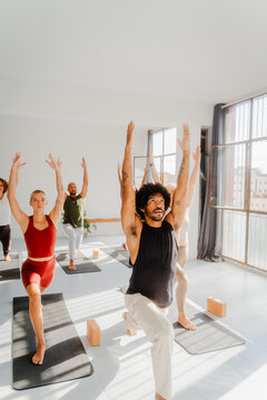 Yoga training in a group setting