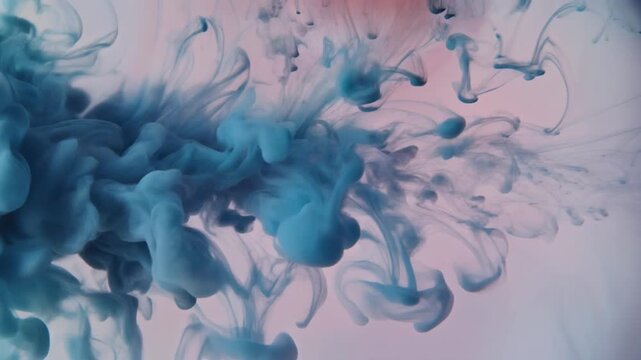 Abstract blue watercolor background featuring flowing ink waves and smooth smoke patterns in a liquid motion design