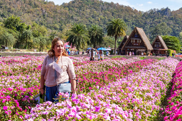 Woman Posing in a Field of Flowers