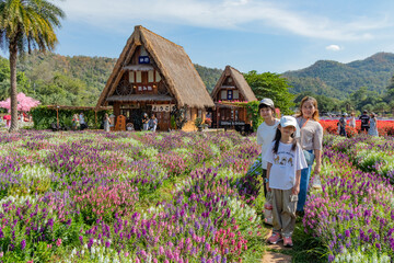 Family Poses in a Field of Flowers