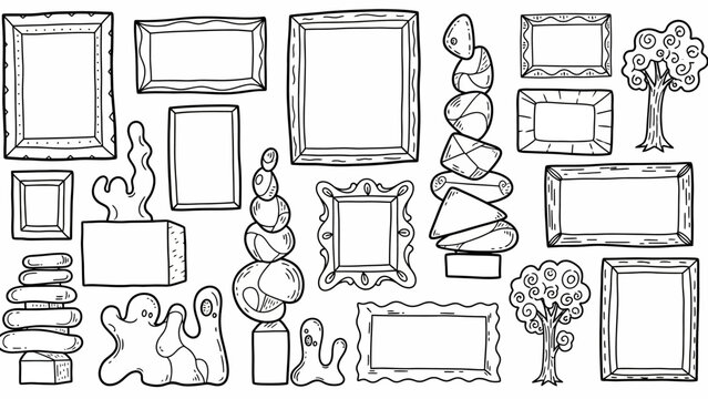 Various picture frames and sculptures.