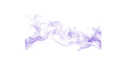 Fototapeta premium A gentle, horizontal wave of translucent purple smoke flows across a white space, adding an abstract, artistic touch.