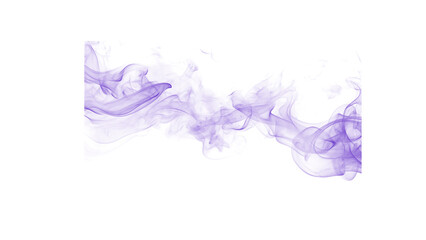 Fototapeta premium Elegant purple smoke wisps creating abstract flowing lines against a white background, design asset