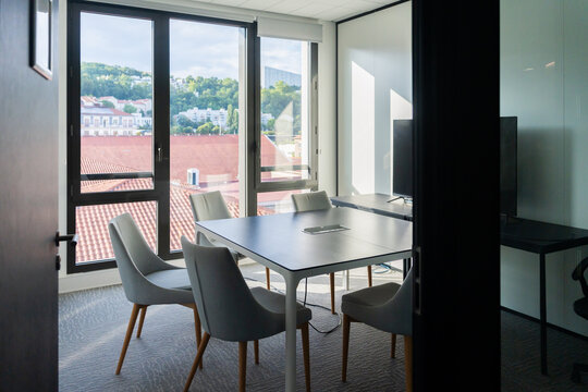 Meeting Room With Modern Design and City View During Daylight