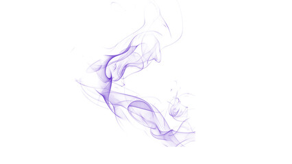 Obraz premium Delicate tendrils of translucent lavender smoke drift and curl elegantly against a stark white background.