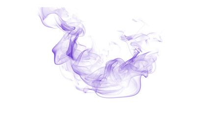 Vibrant purple smoke coalescing into an abstract shape on a pure white canvas, representing transformation and creativity © MDNAZMUL