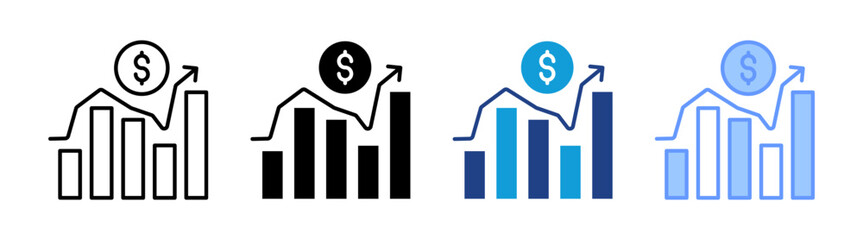 Fototapeta premium Profit Growth icon set multiple style collection