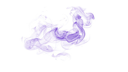 Vibrant purple smoke texture with swirling patterns, isolated on a pure white canvas for dynamic visual effects