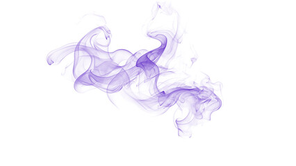Fototapeta premium Graceful Swirling Purple Smoke Cloud Isolated on White Background for Abstract Design Elements and Ethereal Effects and Atmospheric Compositions