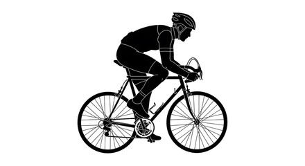 Naklejka premium Cyclist Riding Road Bike Silhouette.