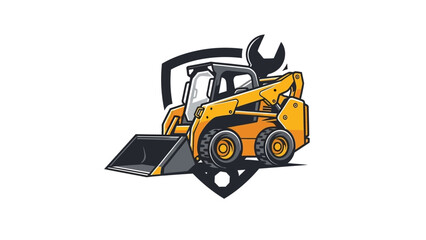 Yellow Skid Steer Loader Illustration.