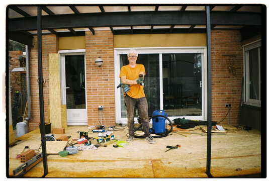 Man building terrace