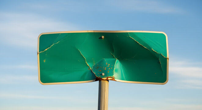 Bent Street Sign Symbolizing Directionless Society