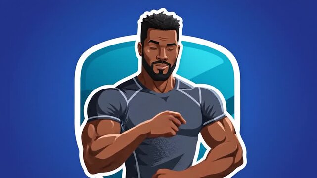 Confident muscular man illustration with strong physique and determined