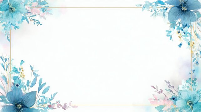 A custom-made jpg flower frame border created for Sarah, designed in rustic texture style, featuring light teal and light indigo, spectacular backdrops added a touch, ideal for personalized designs an