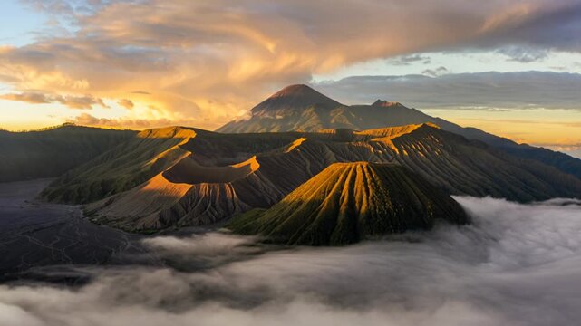 Mount Bromo volcano at sunrise Indonesia landscape