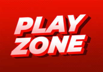 Bold 3D text play zone in white and red on a vibrant red background with halftone dots, playful energetic gaming banner