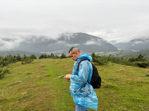 family walking in the mountains