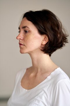 Soft Light Highlights Womans Thoughtful Profile