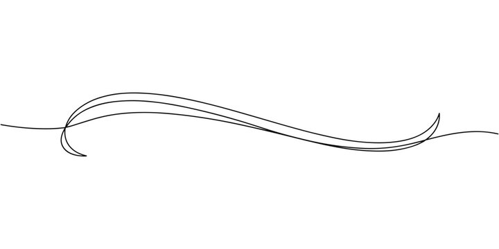 swoosh continuous one line drawing, Baseball swoosh decorative calligraphic tail element. Underline retro swoop wave line for athletic shirt. Hand drawn curly swishes, swash, twiddle. Vector