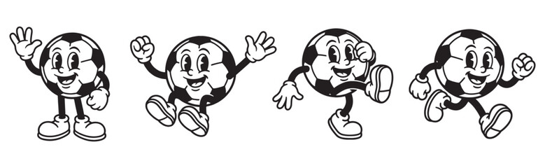 soccer ball funny cartoon mascot character in different poses © trianatio