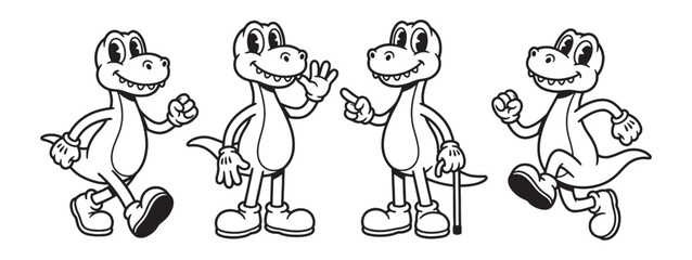 dinosaur funny cartoon mascot character in different poses © trianatio
