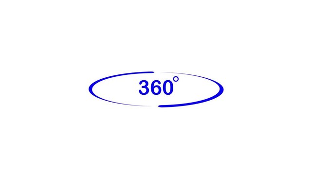 360 degree rotation symbol animated motion graphic blue ellipsis background white