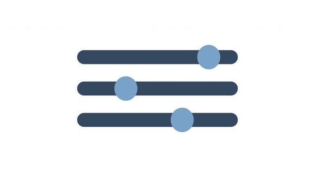 Control settings icon animation for equalizer, system setup, adjustment, option, customization, panel, optimization, operation, configuration